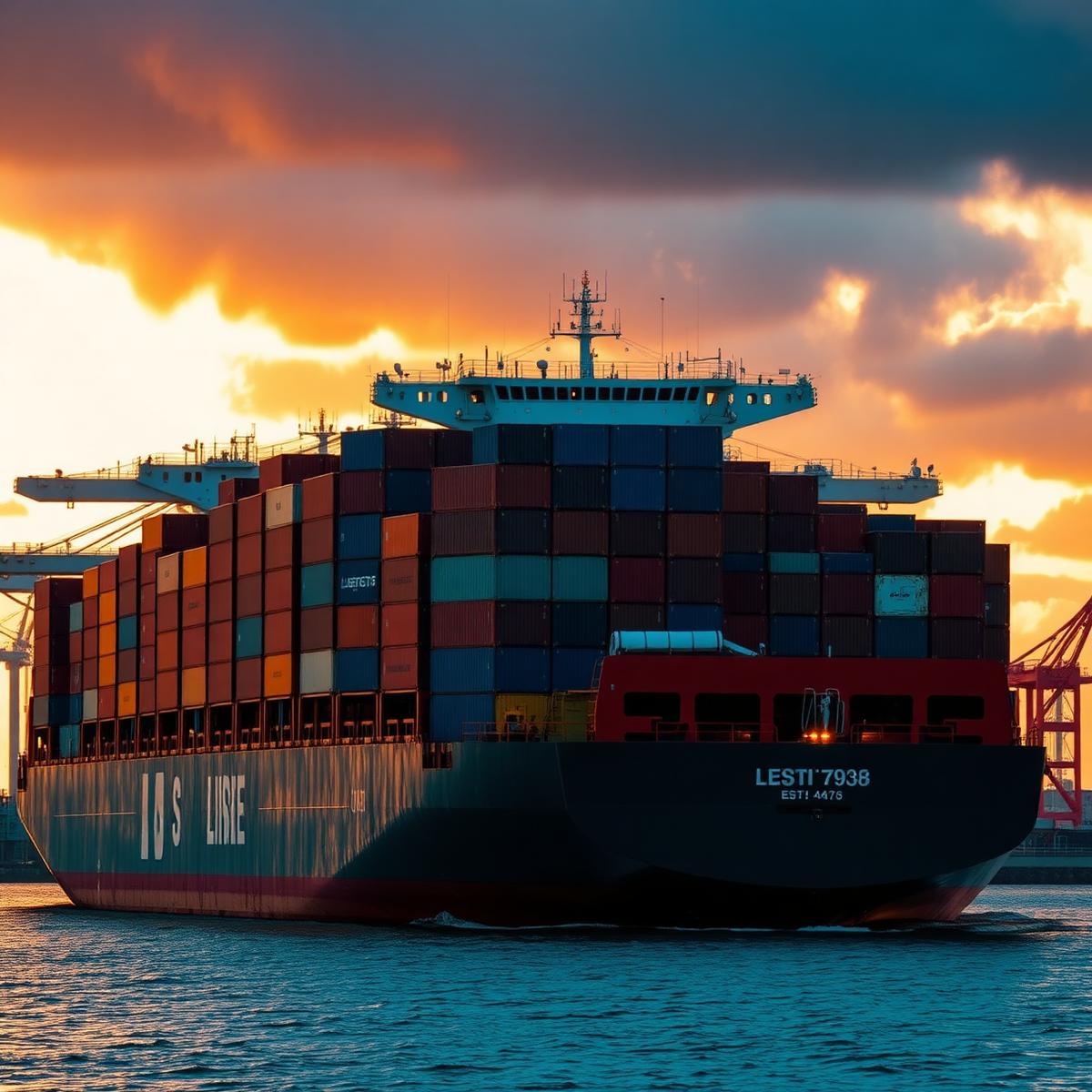 Container ship at sea